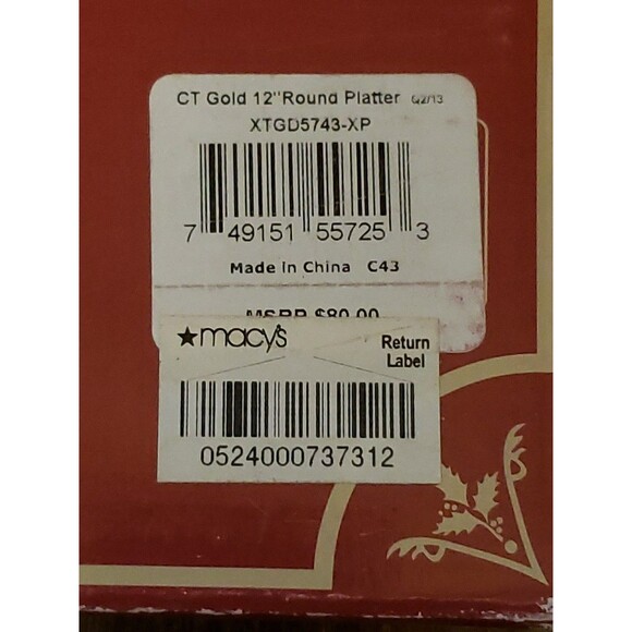 Spode Christmas Tree Gold 75th Anniversary Edition 12” Round Platter Macy's BOX - Picture 11 of 11